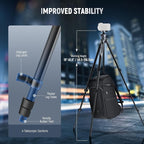 NEEWER LITETRIP LT07 61" Aluminum Travel Camera Tripod, Portable Stand with Ball Head Dual Axis Cell Phone Holder Arca QR Plate Compatible with iPhone Peak Design V3 for Video Recording, Max Load 22lb