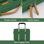 MOSISO 360 Protective Laptop Case 13.3 inch, 13-13.3 inch Laptop Sleeve Compatible with MacBook Air/Pro 13 / Pro 14,HP Dell Acer ASUS,Side Open Carrying Case with 4 Zipper Pockets&Handle,Jungle Green