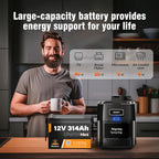 12V 300Ah (314Ah) LiFePO4 Lithium Mini Battery, Max. 4019Wh Energy, 15000+ Deep Cycles, 100A BMS Lithium Iron Phosphate Rechargeable Battery Great for RV, Marine and Off Grid Applications