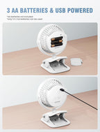 Shinebella AA Battery Powered Clip on Fan with 4-Speed, 5’’ Small Desk Fan with Aroma Function, USB Powered, 360°Rotation, Ultra Quiet, for Golf Cart, Stroller, Bedroom,Car(Batteries Not Included)