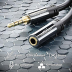KabelDirekt – Headset Extension Cable – 3ft – Headphone Extension Cord with Break-Proof Metal Plug for Gaming Headsets & Headphones with Microphone, TRRS, 4-Pole, 3.5mm Male to Female