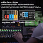 Professional Audio Mixer, 24 Channel Sound Board Mixing Console, Dual DSP Reverb, Dual 7-Band EQ, 48V Phantom Power, 4 Group Stereo Output Input, Mixer for Church