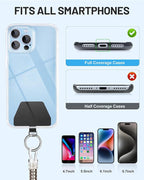 Phone Tether Lanyard, SHANSHUI Strong Spring Rope Climbing Hook, 4x Phone Tether Tabs Free Your Hand Anti Theft Phone Strap for All Smartphones for Outdoor Cycling Climbing Skiing Hiking - 2PCS Sliver