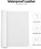 YSAGi Leather Desk Protector, Office Mat, Large Mouse Mat, Non-Slip PU Leather Blotter, Laptop Desk, Waterproof Writing Pad for Office and Home (White, 31.5" x 15.8")