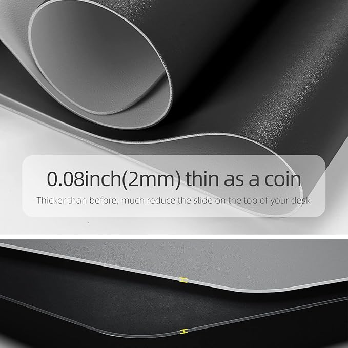 YSAGi Dual-Sided Desk Pad Protector, Waterproof Leather Desk Mat, Large Mouse Pad, Office Desk Pad Writing Pad (23.6" x 13.7", Black+Grey)