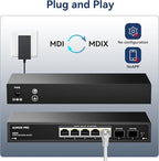 7 Port 2.5Gb Unmanaged Ethernet Switch with 5* 2.5G Base-T Ports, 2*10G SFP Ports, AUMOX PRO 65 Gbps Vlan Switching Capacity Compatible with 100/1000/2500Mbps Plug and Play