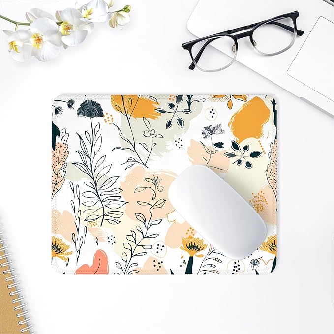 ITNRSIIET Mouse Pad with Stitched Edge Premium Textured Smooth Precise Operation Waterproof Washable Non-Slip Rubber Base Desktop Protection Mat, 10.2×8.3×0.12 inches, Beautiful Flowers