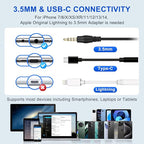Callez Computer Headset, 3.5mm Cell Phone Headset with Mic Noise Cancelling, USB-C Wired Headphone for PC Laptop Mac iPhone Samsung Zoom Teams Call Center Home Office Work, in-line Controls