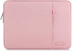 MOSISO Laptop Case 16 inch, 15-15.6 inch Laptop Sleeve Compatible with MacBook Pro 16 M4 M3 M2 M1, HP Acer Dell Lenovo ASUS Notebook, Polyester Vertical Computer Sleeve Bag with Pocket, Pink