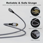 CABLEDECONN USB C 3.2 Gen-2 Extension Cable 0.5M 1.6FT Thunderbolt 3 240W Fast Charging Cable Male to Female Data Transfer 20Gbps 48V/5A Type-C Cable 4K Video Output Compatible with MacBook