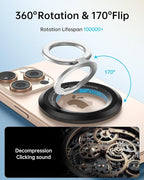 SYNCWIRE for MagSafe Ring Phone Holder, 360° Rotation Magnetic Cell Phone Grip Dual-Sided Magnets Phone Ring Kickstand Compatible with iPhone 16 15 14 13 12 Pro Max MagSafe, Android, Samsung etc.