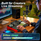Podcast Microphone Bundle with Live Sound Card Audio Mixer, Podcast Equipment Bundle Sound Board with 3.5mm Condenser Microphone for Pc/Phone Live Streaming Singing Gaming,Voice Changer, Denoise