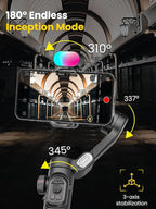 Smartphone Gimbal Stabilizer for iPhone 15 Pro Max Android Phone with Extension Rod 3-Axis Phone Gimbal Stabilizer with Follow Focus for Vlogging TikTok YouTube(Smart XE Combo1)