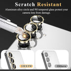 YWXTW Camera Lens Protector for Samsung Galaxy S24 / S23 / S23 Plus, [NOT for S24 Plus] 9H Tempered Glass Metal Individual Ring Camera Screen Protector for S24 Accessories (Gold Glitter)