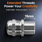 QILIPSU 2pcs 1/2" NPT 304 Stainless Steel Cable Gland Long Thread Waterproof IP68 Metal Strain Relief Cord Grip Cable Pass Through Wire Connector