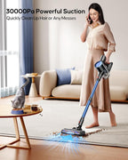 WLUPEL Cordless Vacuum Cleaner, 30KPA 400W Powerful Stick Vacuum with 45Mins Detachable Battery, 80000RMP Lightweight Handheld Vacuum with Adjustable Suction Modes for Hard Floor/Carpet/Pet Hair/Car
