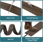 Floor Cord Cover, Cable Protector, 0.63W x 0.31H inches, Wire Cover for Extension Cords, Floor Cable Covers Prevent Cable Trips (Brown, 50-3 Feet)