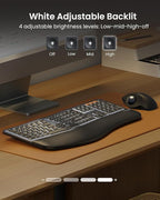 Backlit Bluetooth Ergonomic Keyboard, ProtoArc EK01 Plus Full Size Wireless Split Keyboard with Dual Bluetooth and USB, Cushioned Wrist Rest, Rechargeable for Windows/Mac/Android, Grey Black
