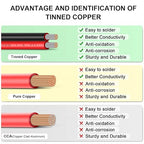 10 Gauge Wire 50FT Tinned Copper Wire - 2 Conductor Parallel Wire Insulated Stranded Wire for Solar Panel Car Audio Auto, Low Voltage Electrical Wire for LED Lighting (10AWG 50FT)