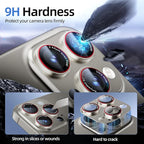 Camera Lens Protector for iPhone 16 Pro Max/iPhone 16 Pro/iPhone 15 Pro Max/iPhone 15 Pro/iPhone 14 Pro Max/14 Pro , [Military Grade Shatterproof][Full Coverage Metal] [Strong Adsorption] 9H Metal Tempered Glass Camera Screen Cover, [Case-Friendly], Na...
