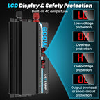 600W Power Inverter Pure Sine Wave Inverter 12V DC to 120V AC Converter for Car, Truck, Home, Vehicles, Laptop, Car Inverter 12V to 110V with 2 AC Outlets, 2 USB Ports, LCD Display