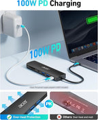 Acer USB C Hub, 7 in 1 USB C to HDMI Dock, 2 USB 3.1 GEN1 and 5Gbps Type-C Data Port, 4K HDMI Port, PD 100W Charging, SD Card Reader, for iPad Pro MacBook Pro Acer Laptops and More (Black)