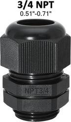 10 Pcs 3/4" NPT Nylon Cable Glands, IP68 Waterproof Adjustable Cord Grip Cable Connector Strain Relief Wire Protectors for 13-18mm Cable Diameter, Black