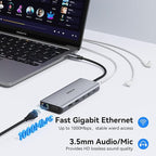 USB C Laptop Docking Station Dual Monitor, 14 in 1 Docking Station 3 Monitors Multiport Adapter with 2 HDMI 4K, VGA, RJ45 Ethernet, 10 Gbps USB C/A, 100W PD, SD/TF, 3.5MM Audio&Mic for Dell HP Lenovo