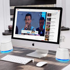 SW102 Computer Speakers, 5Wx2, Deep Bass in Small Body, Stereo 2.0 USB Powered 3.5mm Aux Multimedia Speakers, Built-in Bottom Bass Radiators, PC Laptop Desktop Speakers, White