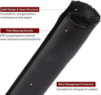 Black Braided Cable Management Sleeves Wire Loom Tubing Cord Protector Self-Wrapping (1/4"-18Feet)