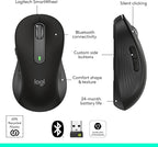 Logitech Wireless Mouse Signature M650 L Full Size - Large Hands, 2-Year Battery, Silent Clicks, Customizable Buttons, Bluetooth, PC/Mac/Chromebook - Black, Right-Handed, Large