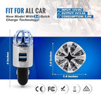 Car Air Purifier 3in1 Premium Stainless Steel Air Filter Ionizer w/Dual USB Quick Charge 3.0 USB-Eliminate Allergens Odor Smell, Smoke, Pets, Pollen Mold Bacteria w/Anti-Microbial Deodorizer (Silver)