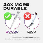 Statik 360 Pro Magnetic Charging Cable - Type C Charger Fast Charging 3 in 1 USB C to USB C Cable, Micro USB & iProduct Tips, USB A Adapter, Compatible w/All Devices - 100W Fast Charger, White 6FT/2M