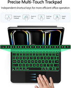 ORDA iPad Pro 11 Inch Case with Keyboard (M4/2024) iPad Pro Magic Keyboard with 7 Colors Backlight,Easy-Set Magnetic Stand,Precise Multi-Gesture Trackpad,Shortcut Keys,Ultra-Slim,On-The-Go Protection