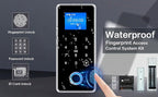 Waterproof Electric Magnetic Fingerprint Door Access Control Kit - 600 lb Holding Force, RFID Keypad/Reader, 5 ID Cards, 110V Power Supply & Metal Exit Button - Secure Lock System (K5EM-600LB KIt)