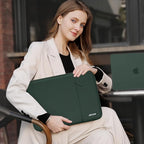 MOSISO Laptop Case 13.3 inch, 13-13.3 inch Laptop Sleeve Compatible with MacBook Air/Pro 13 / Pro 14, HP Dell ASUS Lenovo Notebook, Polyester Vertical Computer Sleeve Bag with Pocket, Midnight Green