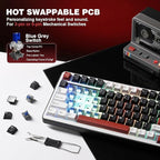 YUNZII B75 PRO Wireless Mechanical Keyboard,75% Layout with Knob,Hot Swap Gasket Custom Structure,Creamy Pre-lubed Switches,RGB Backlit,Bluetooth/Type-C/2.4G for Win/Mac(Blue Grey Switch,Black)