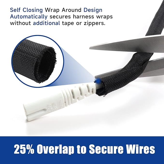Braided Wire Loom Black Split Sleeving Mesh Woven for Automotive Wires/Audio Video Cable/Multi-Cable Strings (3/8" - 54 Feet)