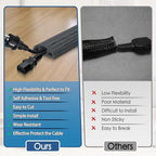 Floor Cord Cover for Wires on Floor Self Adhesive Cord Hider Floor Cable Management Wire Covers for Cords Protector Prevent Cable Trips Cord Cavity W 0.51" x H 0.31", Deep Gray Wood, 10Ft