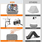 KDD Tablet Pillow Holder - 360°Adjustable iPad Pillow Stand for Lap, Bed and Desk - Gooseneck Tablet Soft Pad Dock with Storage Tray and Pocket Compatible with iPad Pro 12.9, Air Mini, Phone, E-Reader