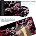 Gaming Mouse Pad, 31.5x15.7 inch Large Extended Computer Keyboard Mouse Mat, Water Resist Non-Slip Mousepad Rubber Base Long XXL Desk Mouse Pad for Gaming, Office & Home, Marble Red