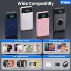 Portable Charger 40800mAh Power Bank with Built-in Cables,Wall Plug and iWatch Charger,6-IN-1 QC4.0+25W PD USB C Fast Phone Charging,LCD Display Battery Pack for iPhone 16/15/14,Apple Watch,Galaxy etc