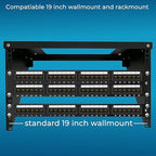 Rapink Patch Panel 24 Port Cat6 10G Support, Network Panel UTP 19-Inch, Wallmount or Rackmount 1U Ethernet Patch Panel Punch Down Block for Cat6, Cat5e, Cat5 Cabling