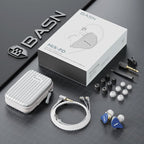 BASN Mix-PD in Ear Monitor,1Planar Driver + 1Dynamic Driver HiFi IEM Earphones with CNC Crafted Metal Cover, Wired 0.78mm 2-Pin Silver Plated Detachable Cable for Musicians (Blue)