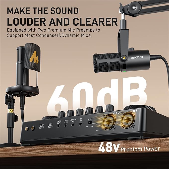 MAONO Podcast Equipment Bundle: Audio Interface mixer with Dual XLR Input for Podcast Streaming - MaonoCaster E2 Gen2