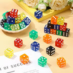 36 Piece 19 mm Casino Style Craps Dice Sets Acrylic and Translucent D6 Dice, Square W/Rounded Edge for Casino, Craps, Table Games and Board Games (Fashion Color)