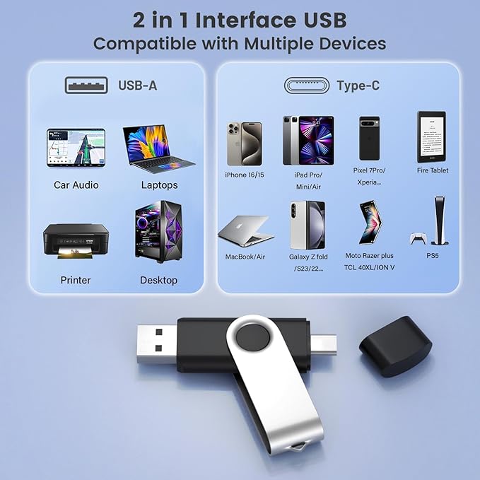 ABLAZE 32GB USB C Flash Drive 10 Pack, OTG USB 2.0 + Type C Memory Stick Dual Type C Thumb Drive Compatible with iPhone 16/15, Android Smartphone, Computers, Tablets, Mac,iPad,PC