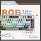 YUNZII B75 PRO Wireless Mechanical Keyboard,75% Layout with Knob,Hot Swap Gasket Custom Structure,Creamy Pre-lubed Switches,RGB Backlit,Bluetooth/Type-C/2.4G for Win/Mac(Milk Switch,Grey)