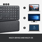Logitech ERGO K860 Wireless Ergonomic Keyboard - Split Keyboard, Wrist Rest, Natural Typing, Stain-Resistant Fabric, Bluetooth and USB Connectivity, Compatible with Windows/Mac, Black