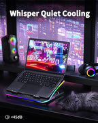 KeiBn Laptop Cooling Pad, Gaming Laptop Fan Cooling Pad with 9 Quiet Fans, RGB Laptop Cooler for 15.6-17.3 Inch, Cooling Pad for Laptop with 7 Height Stands, 2 USB Ports, Phone Stand-Purple
